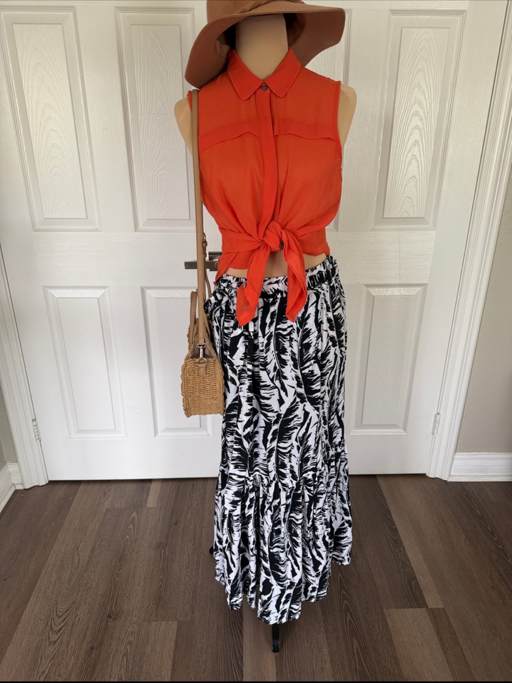 Cacique Black & White Printed Maxi Skirt